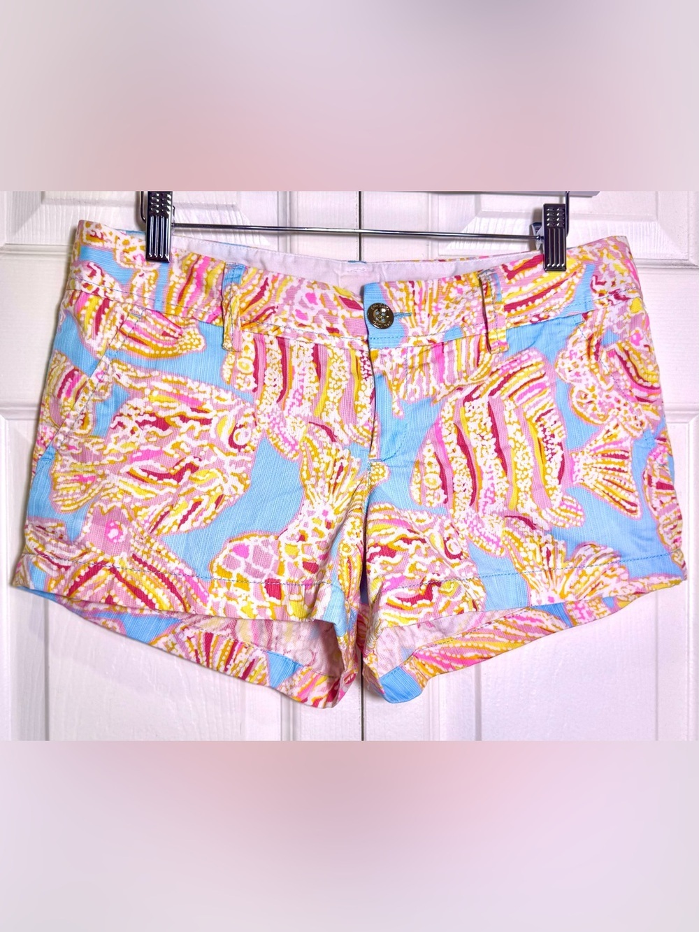 Lilly Pulitzer Walsh Shorts Tini Bikini Fish Print Size 4 Cotton